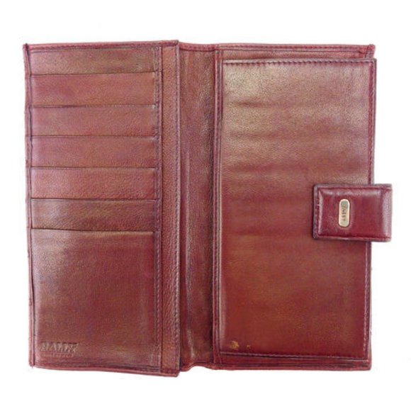 Bally Wallet Purse Long Wallet Red Gold Woman Authentic Used Y4922 - Picture 5 of 6